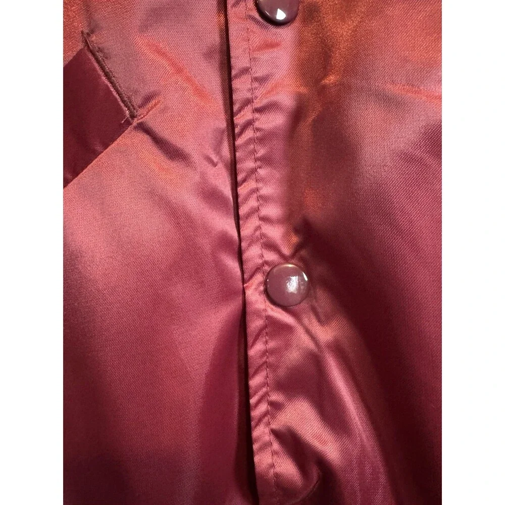 CARDINAL VIDCON 9 Burgundy Satin Bomber Varsity Jacket Embroidered Size Small